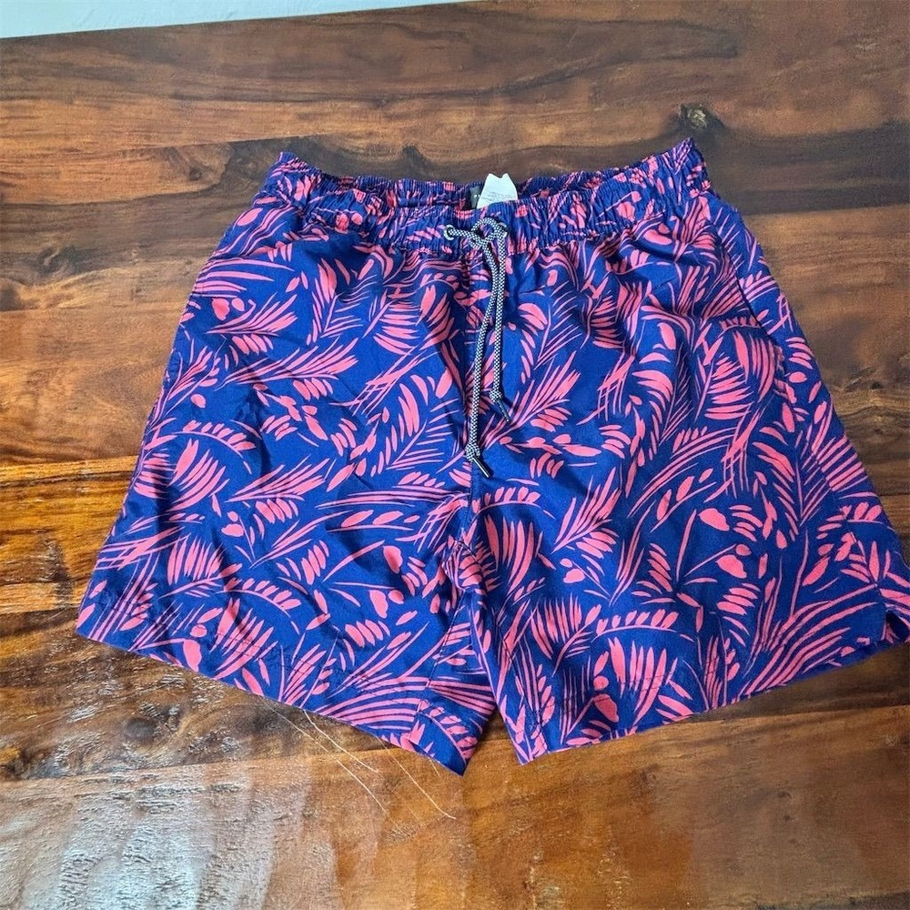 Perry Ellis Men's Red Leaf Swim Trunks Size M Quick‎ Dry Beach Shorts